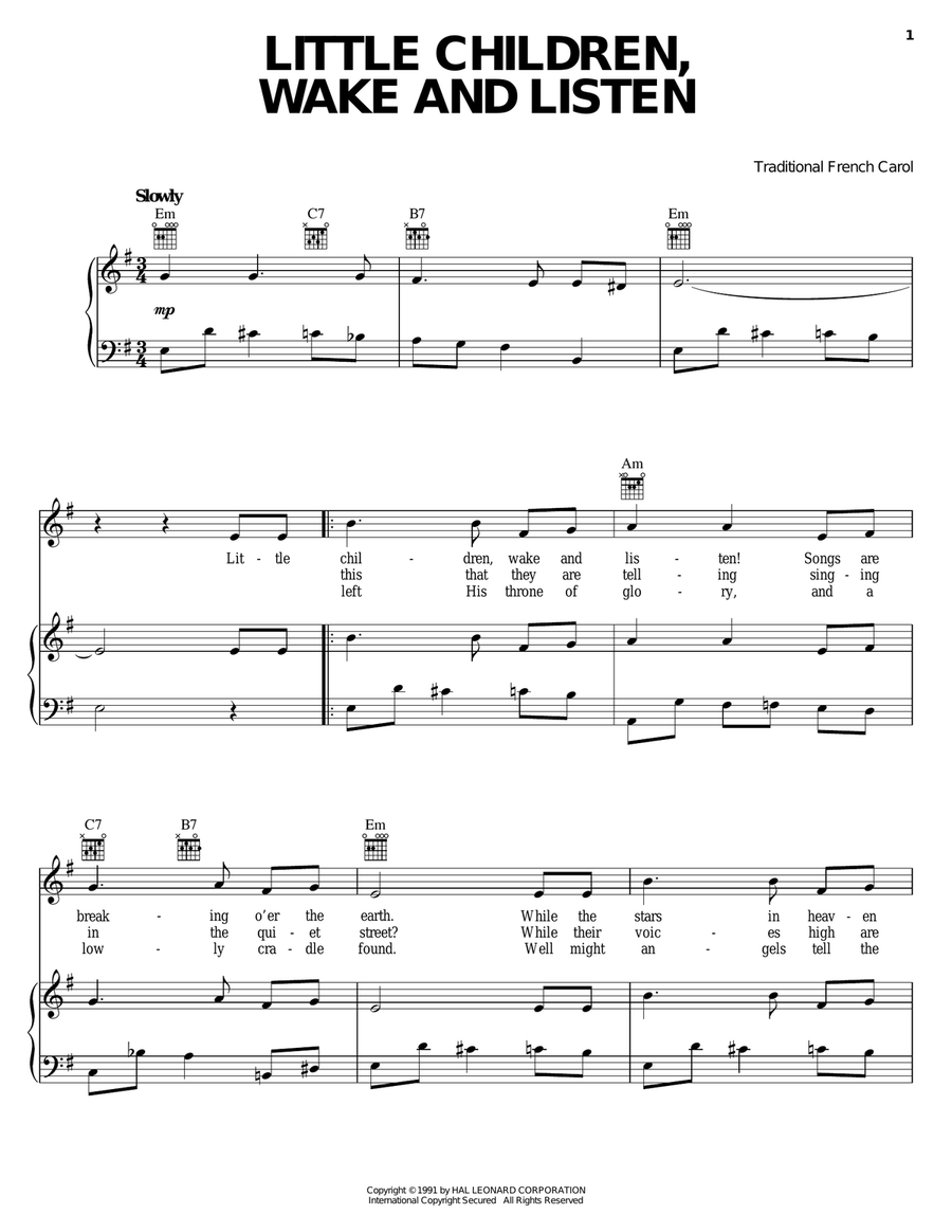 Little Children, Wake And Listen Piano, Vocal, Guitar scores gallery preview page 1