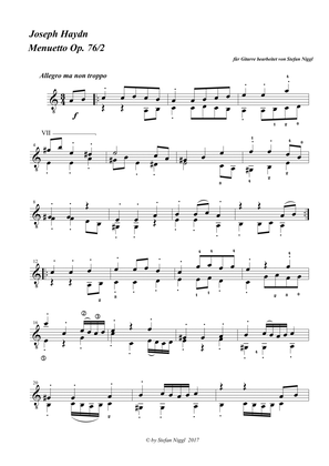 Menuet from String Quartet op.76 no.2 for Guitar