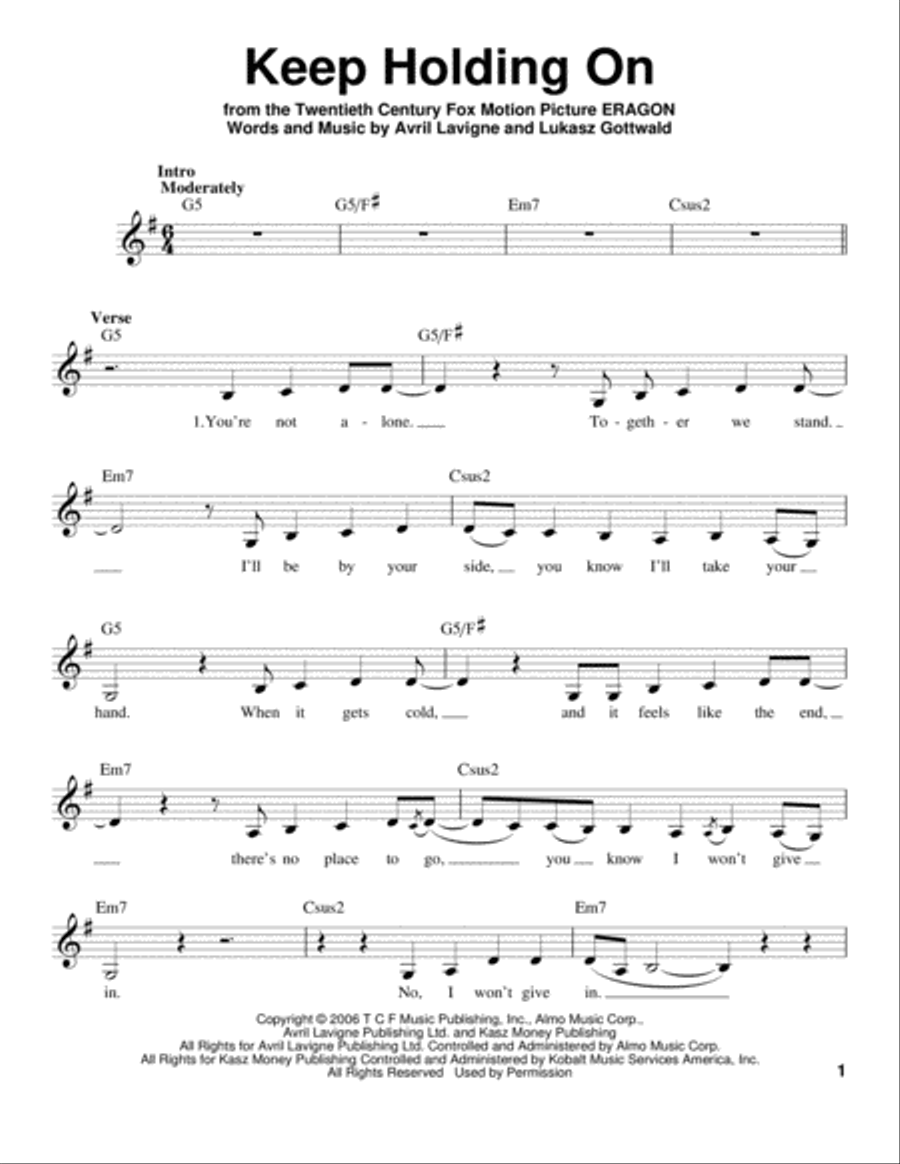 Keep Holding On Keep Holding On Voice scores gallery preview page 1
