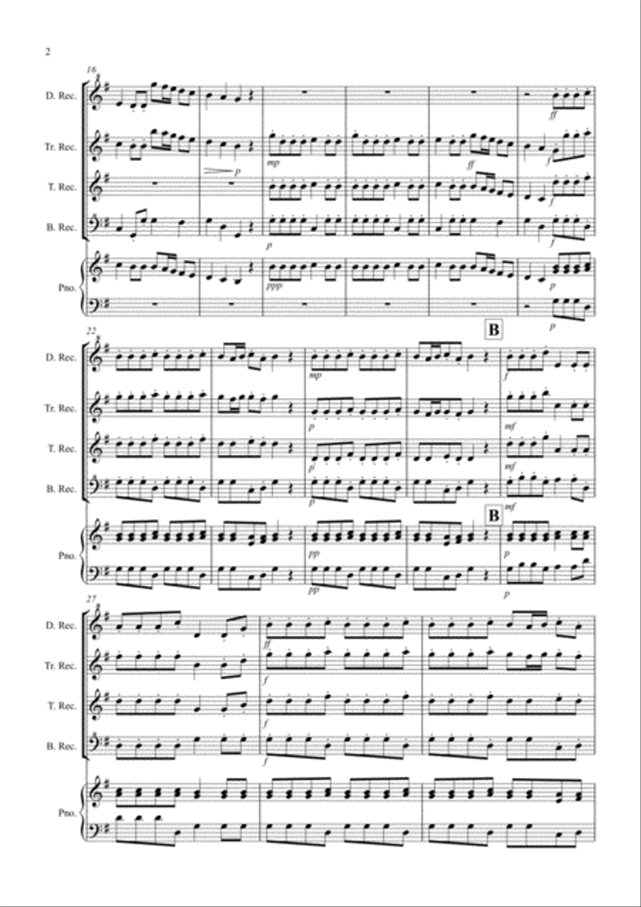 2 Classical Favourites for Recorder Quartet (volume one) Recorder scores gallery preview page 2