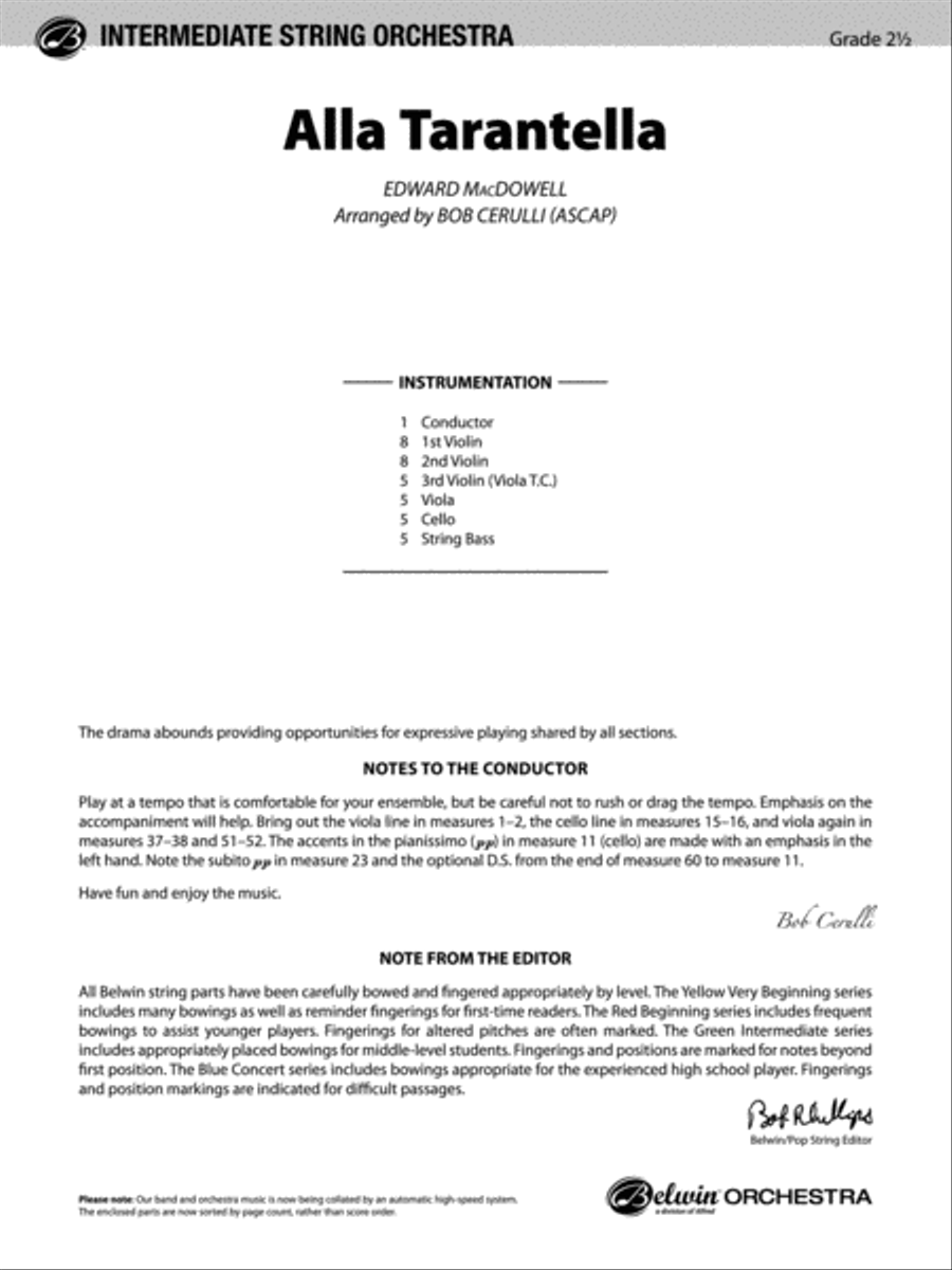 Alla Tarantella: Score String Orchestra scores gallery preview page 1