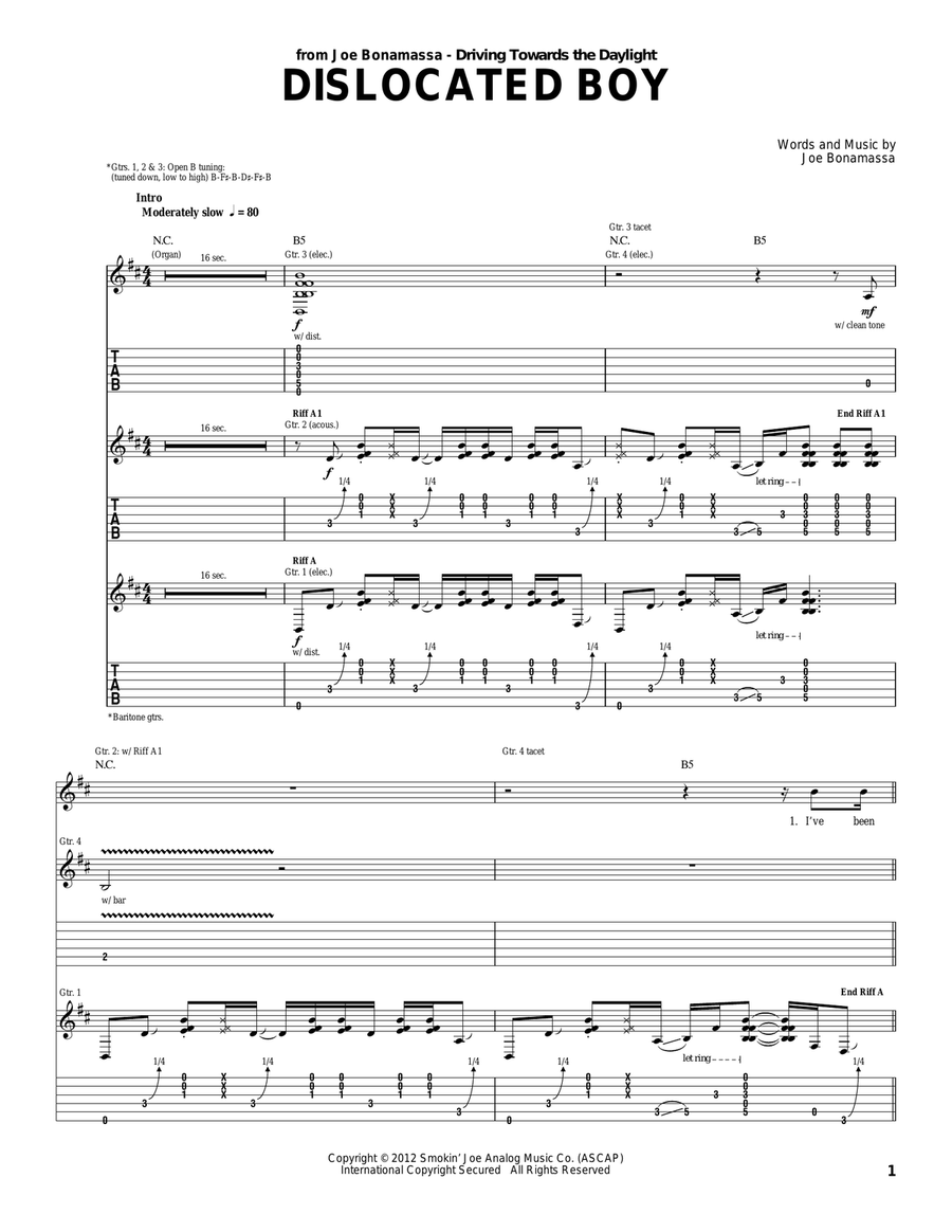 Dislocated Boy Dislocated Boy Electric Guitar scores gallery preview page 1