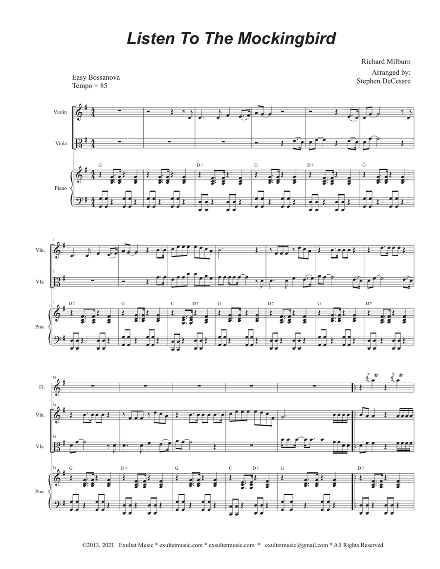 Listen To The Mockingbird (Duet for Violin and Viola)