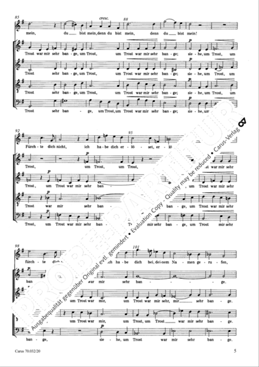 Siehe, um Trost war mir sehr bange 4-Part scores gallery preview page 6
