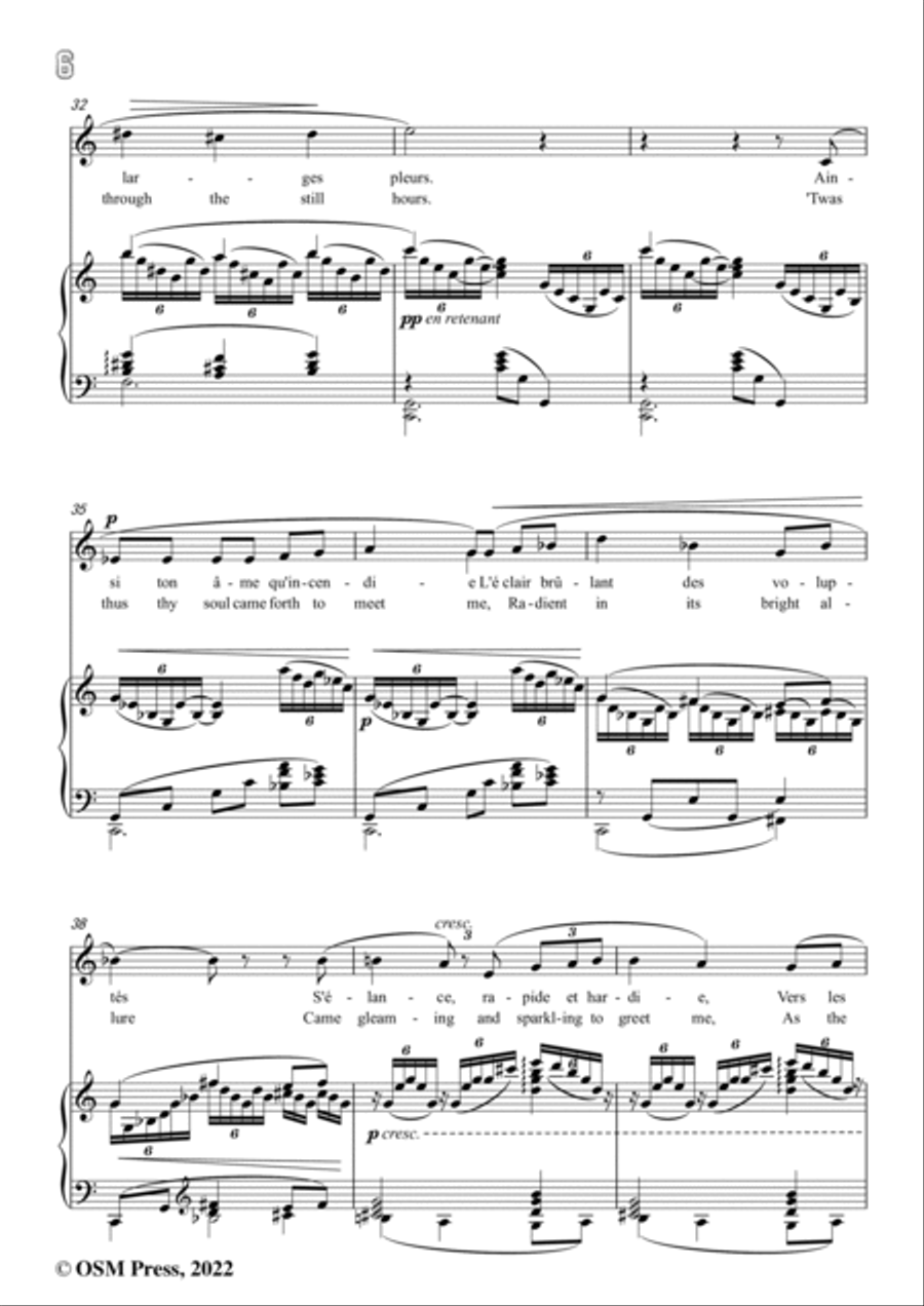 Debussy-Le jet d'eau,CD 70 No.3,in C Major,from '5 Poemes de Baudelaire,CD 70'for Voice and Piano Voice Solo scores gallery preview page 6