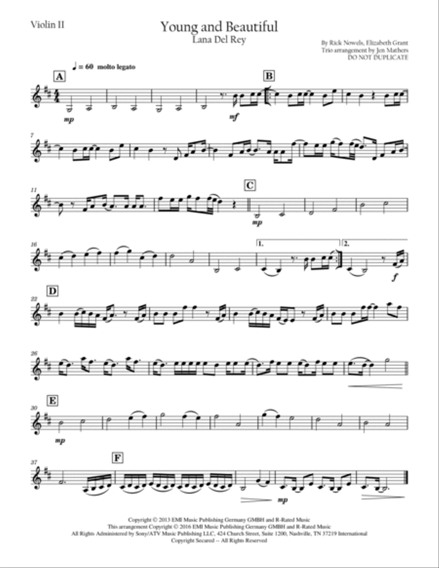Young And Beautiful String Trio scores gallery preview page 2