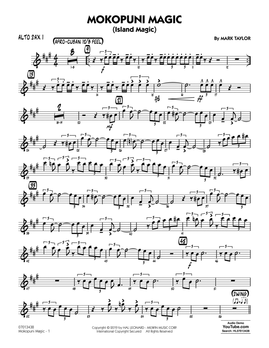 Mokopuni Magic (Island Magic) - Alto Sax 1 Jazz Ensemble scores gallery preview page 1
