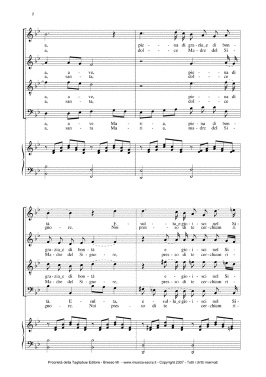 AVE MARIA by Schubert - Italian Lyrics - Choir SATB - With Choir Parts 4-Part scores gallery preview page 2