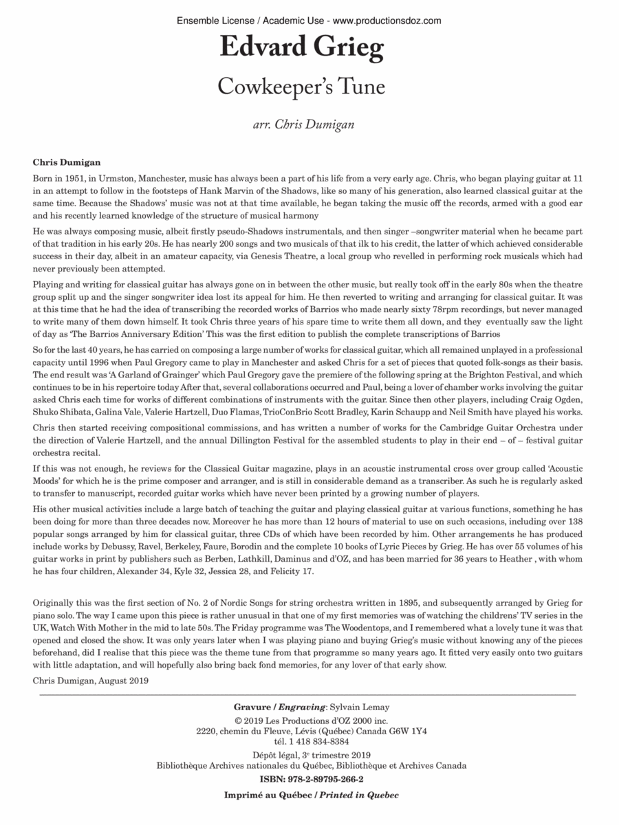 Cowkeeper's Tune, Op. 63 Classical Guitar scores gallery preview page 1
