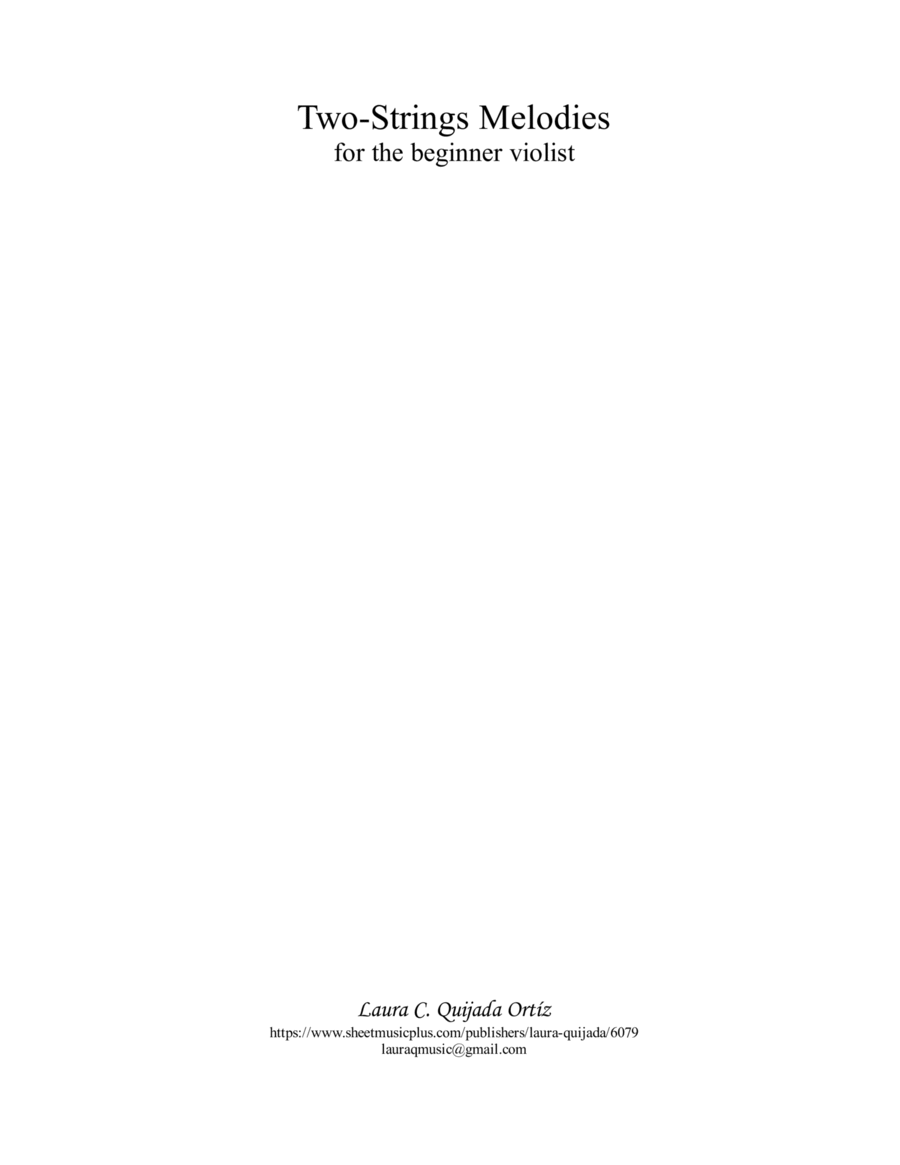Two-Strings Melodies for the beginner violist. Viola Solo scores gallery preview page 1