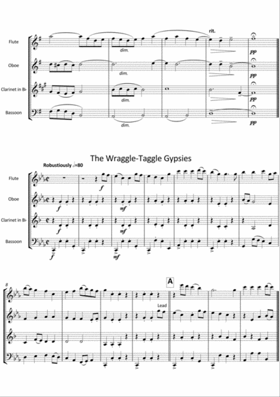 Five Traditional Folksongs for Wind Quartet Woodwind Quartet scores gallery preview page 4
