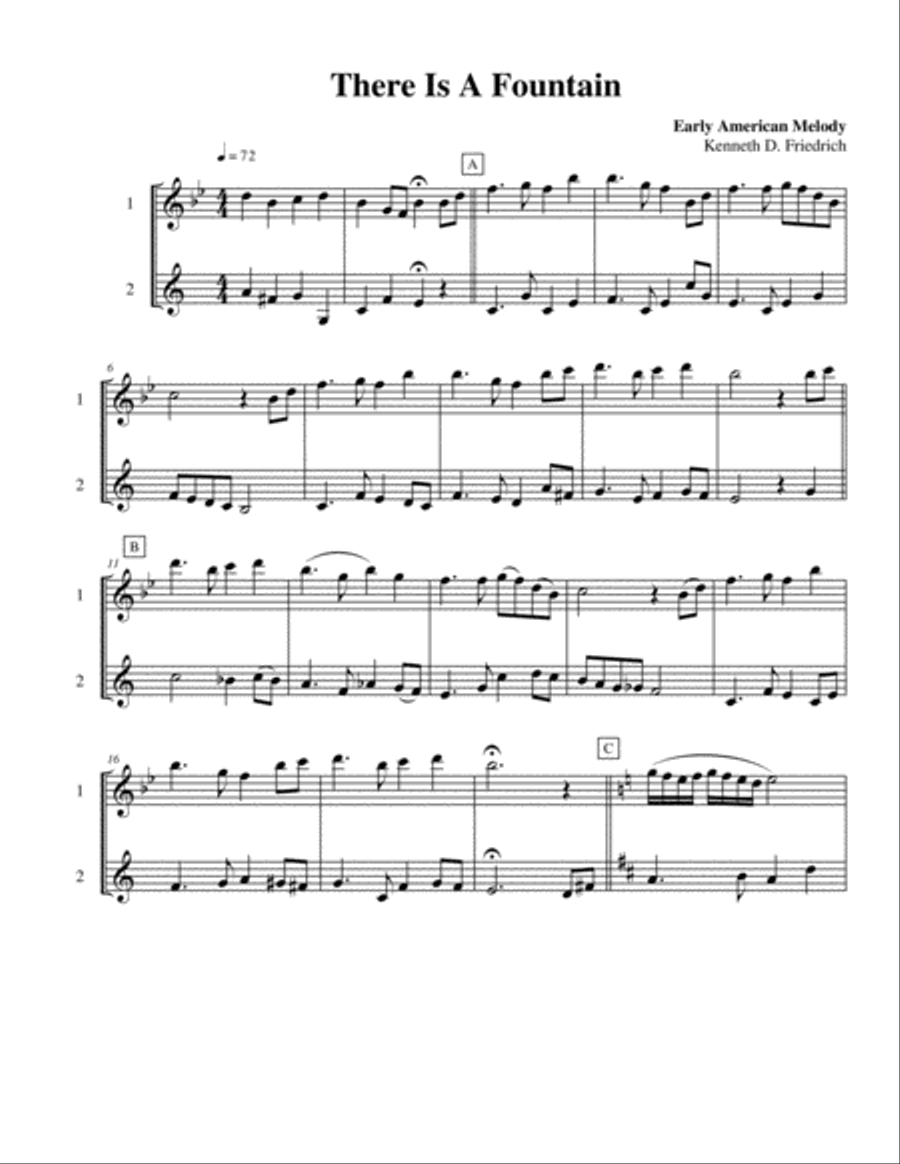 Ten Selected Hymns for the Performing Duet, Vol. 10 - flute and clarinet (bass clarinet) Woodwind Duet scores gallery preview page 3