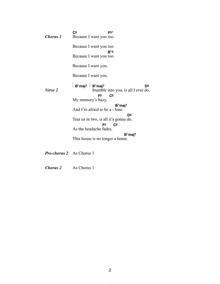 Because I Want You Easy Guitar scores gallery preview page 2