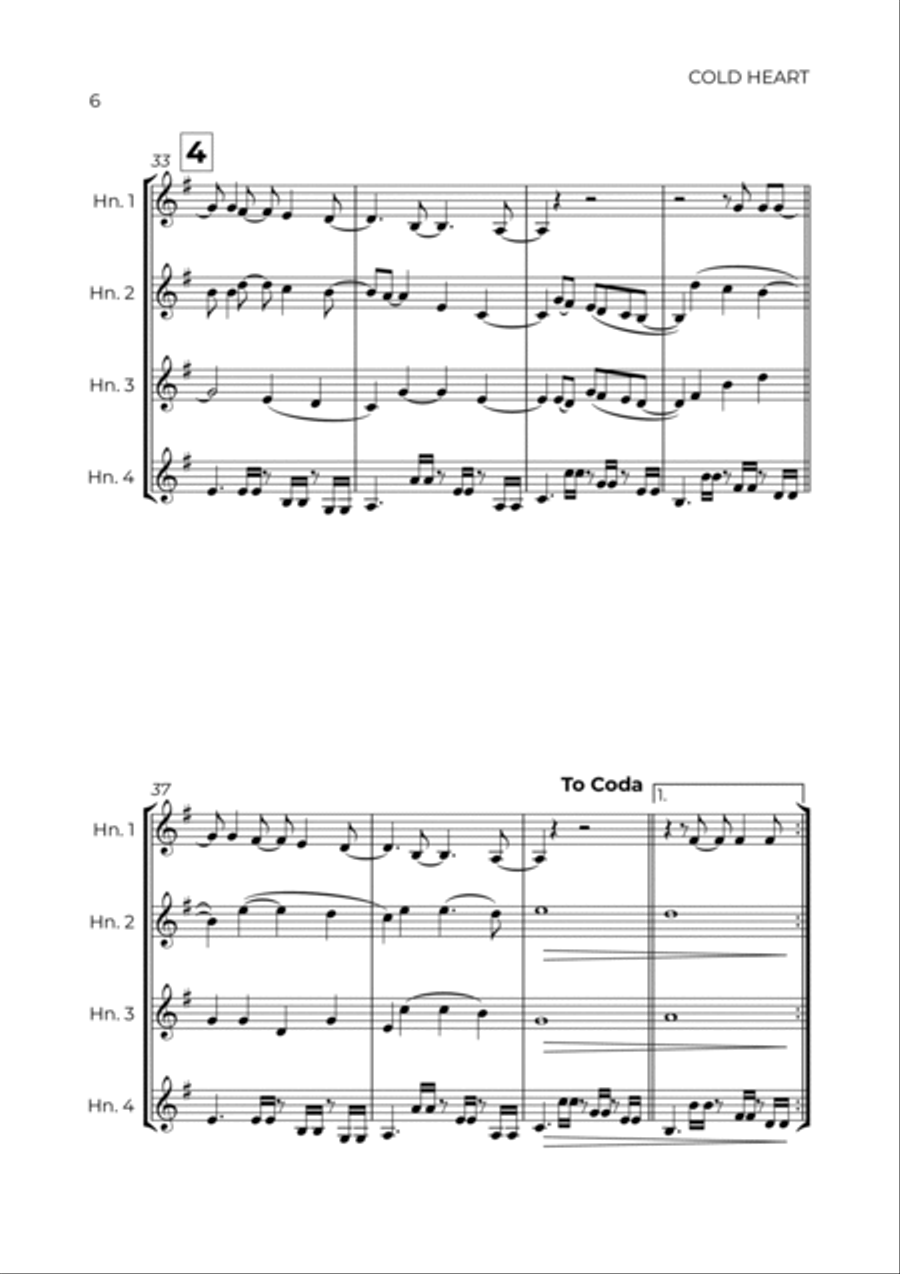 Cold Heart (pnau Remix) Brass Quartet scores gallery preview page 6