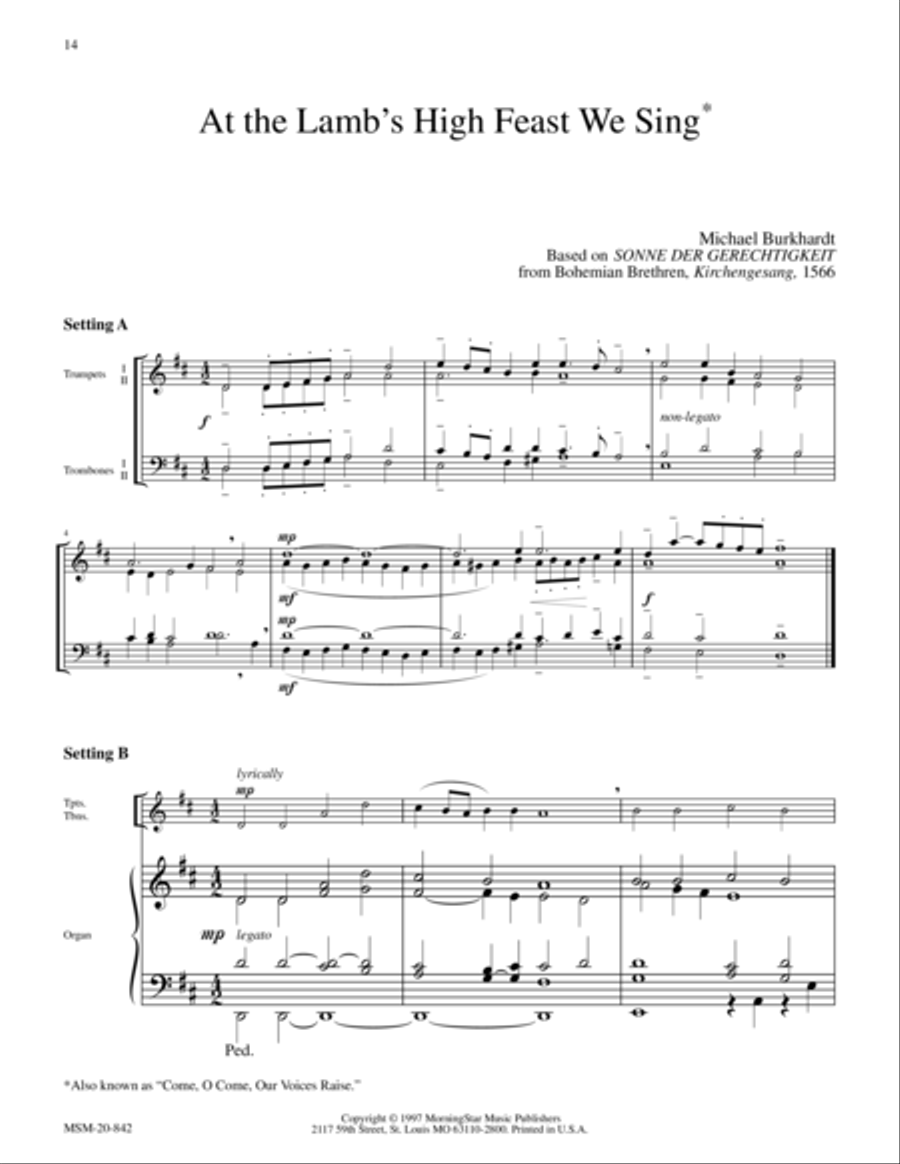 At the Lamb's High Feast We Sing (Sonne der Gerechtigkeit) Choir scores gallery preview page 1