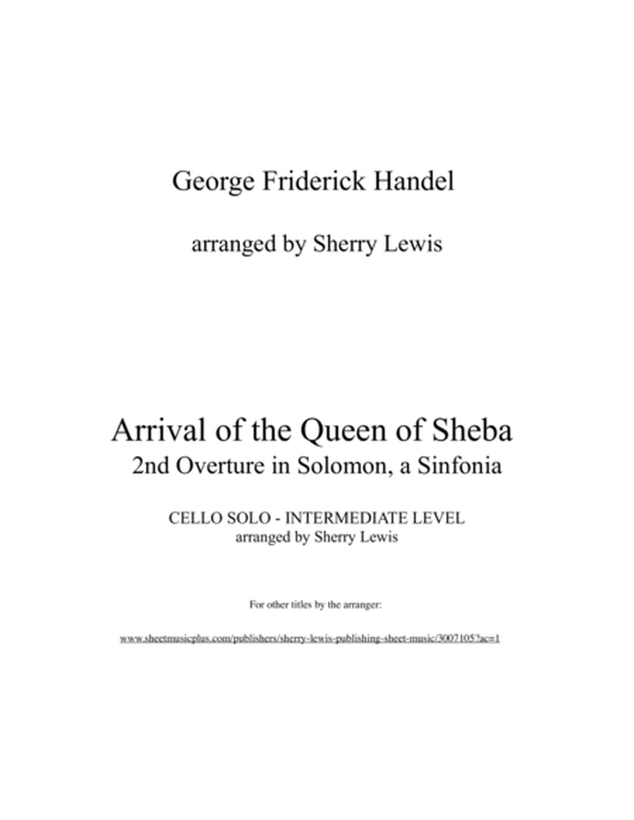 Arrival of The Queen of Sheba for Cello Solo image number null