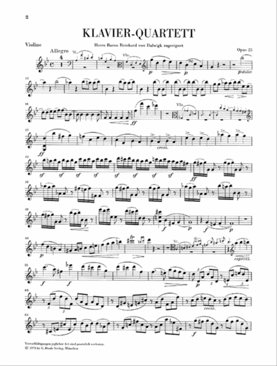Piano Quartet G minor Op. 25 Piano Quartet scores gallery preview page 2