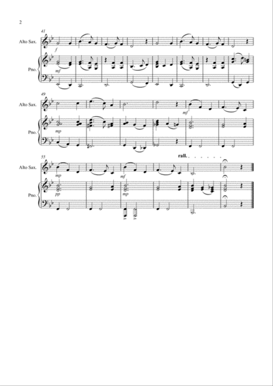 Silent Night for Alto Saxophone and Piano Alto Saxophone scores gallery preview page 2