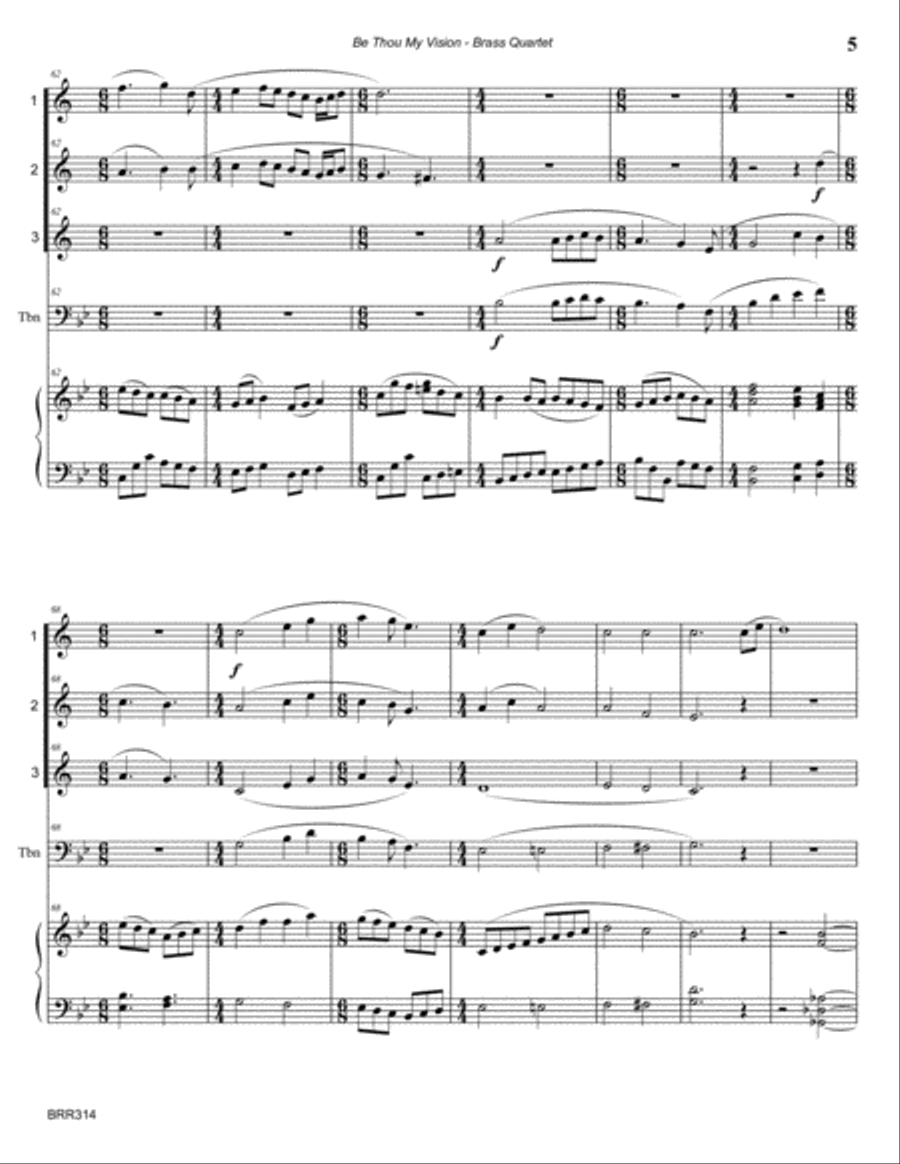 BE THOU MY VISION - BRASS QUARTET with Piano Accompaniment Brass Quartet scores gallery preview page 5