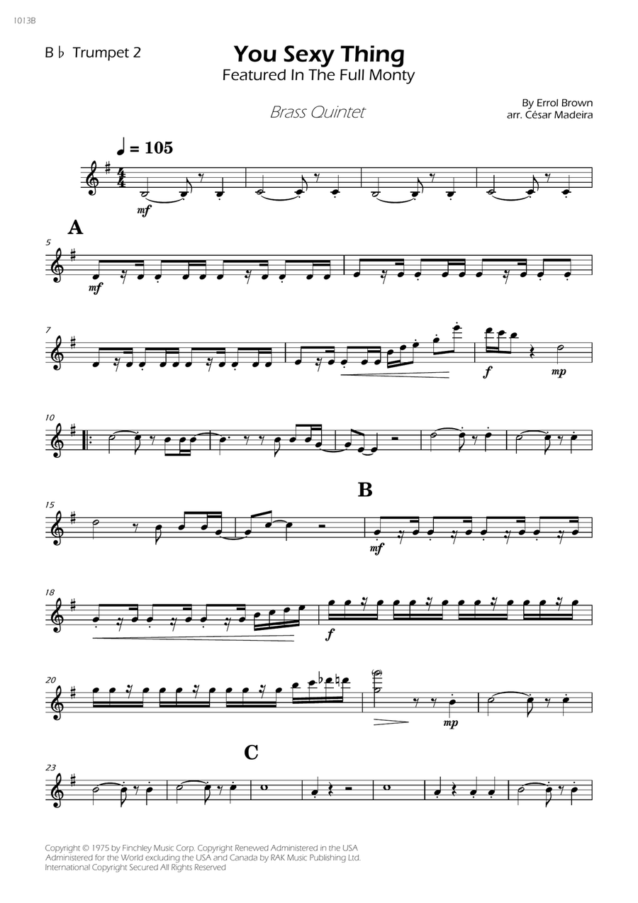 You Sexy Thing You Sexy Thing Brass Quintet scores gallery preview page 3