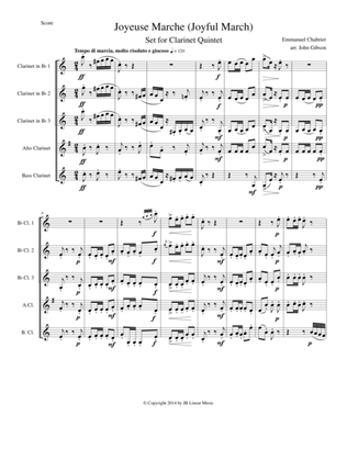 Joyful March set for clarinet quintet or choir (Chabrier - Joyeuse Marche)