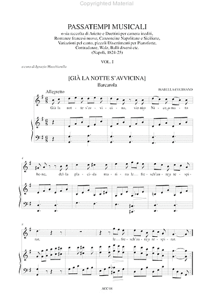 Passatempi Musicali - Vols. 1-6 (Naples 1824-25). Music by Cottrau, Donizetti, Field, Leidesdorf, Pacini, Rossini, Schubert and others - Vol. 1