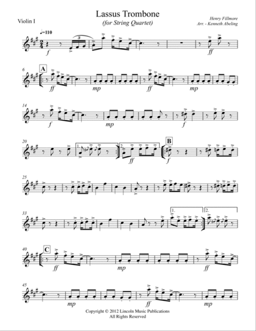 Lassus Trombone (for String Quartet) String Quartet scores gallery preview page 6