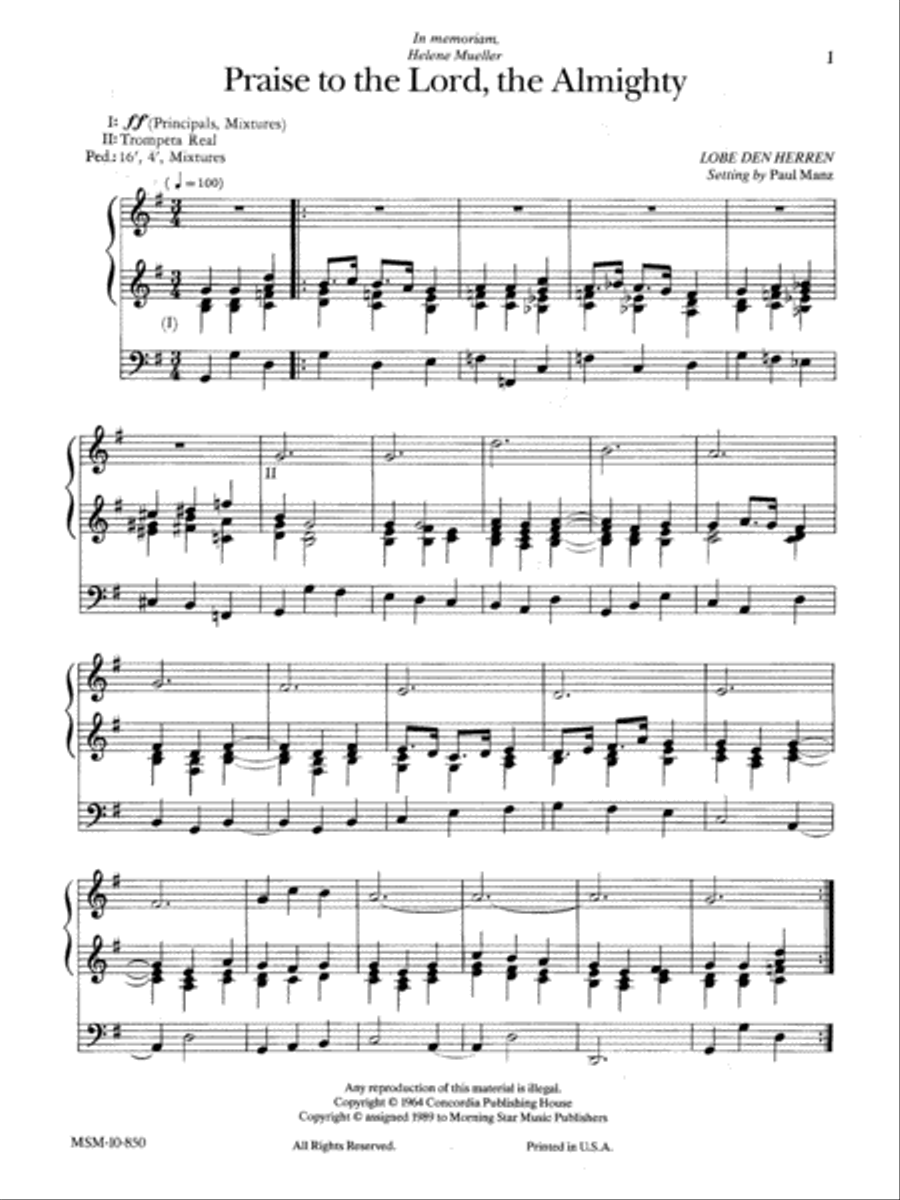 Praise to the Lord, the Almighty Organ scores gallery preview page 1
