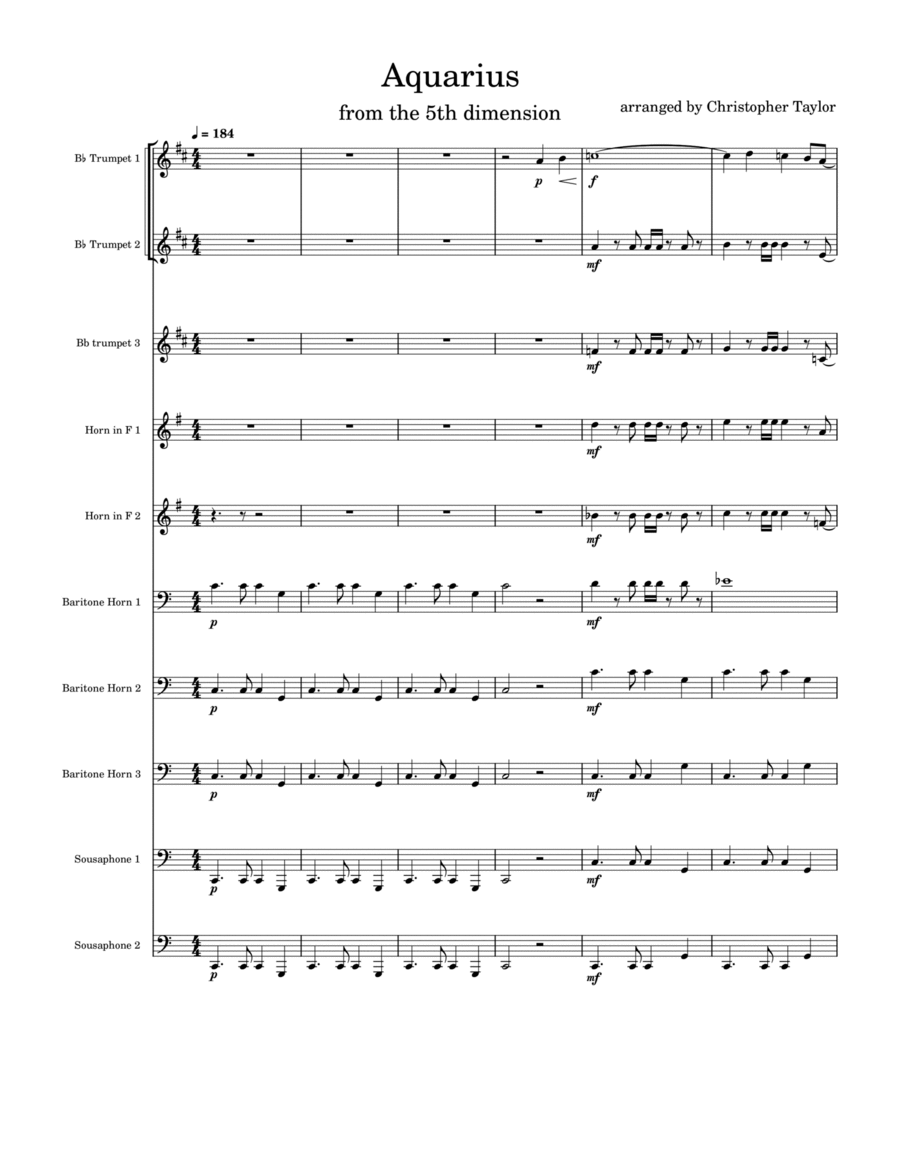 Aquarius Brass Ensemble scores gallery preview page 1