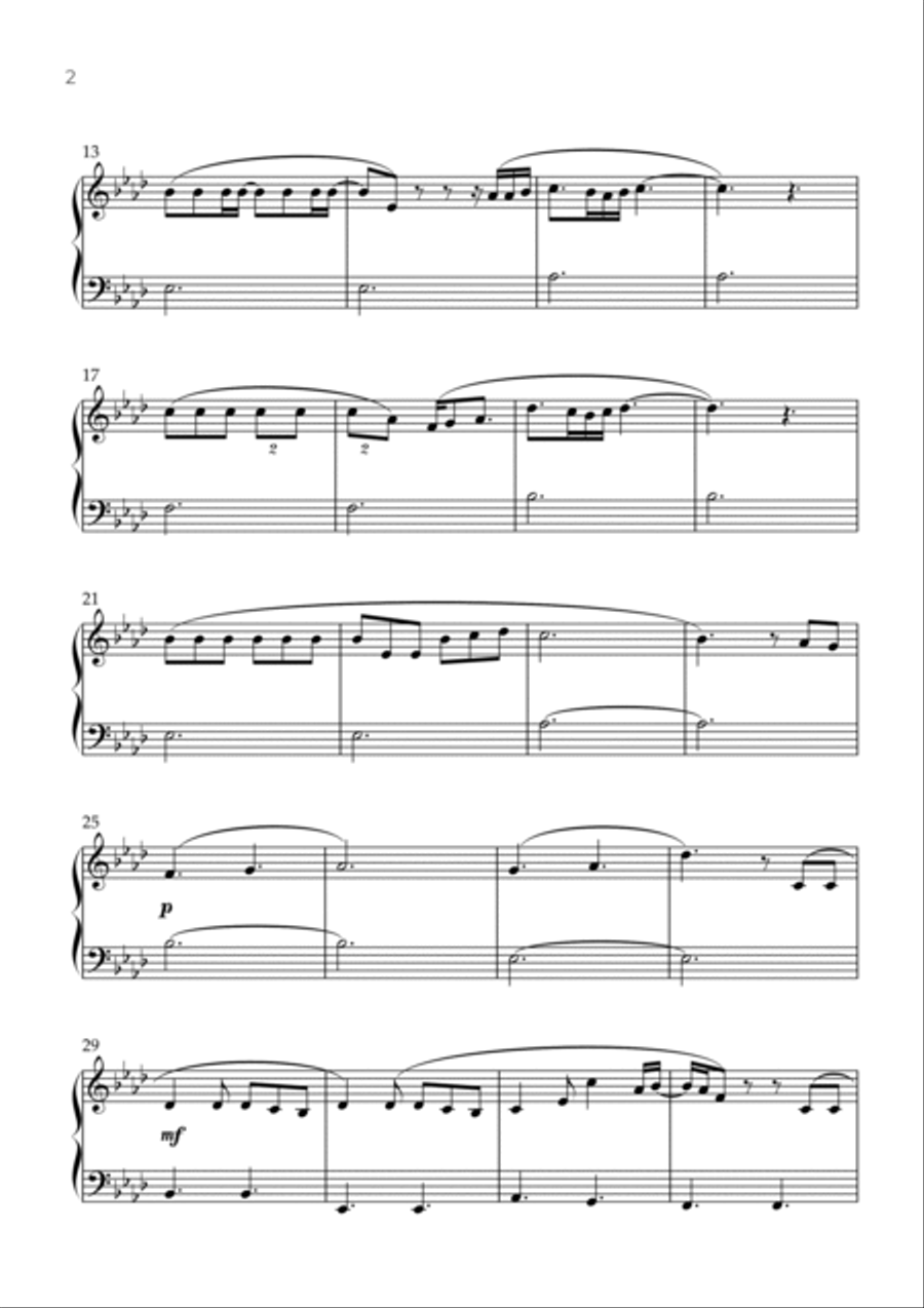 Glimpse Of Us Easy Piano scores gallery preview page 2
