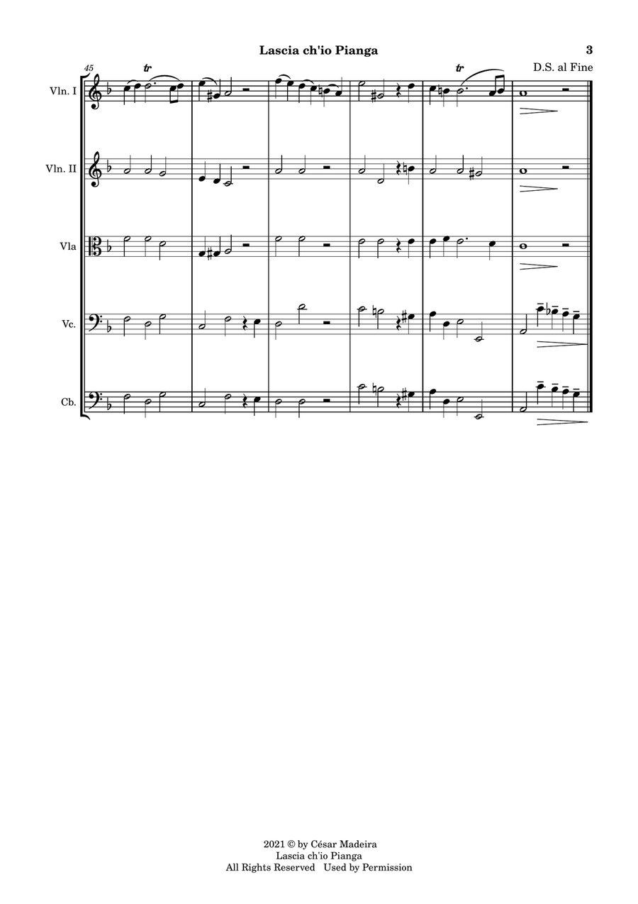 Lascia Ch'io Pianga - String Orchestra (Full Score and Parts) String Orchestra scores gallery preview page 4