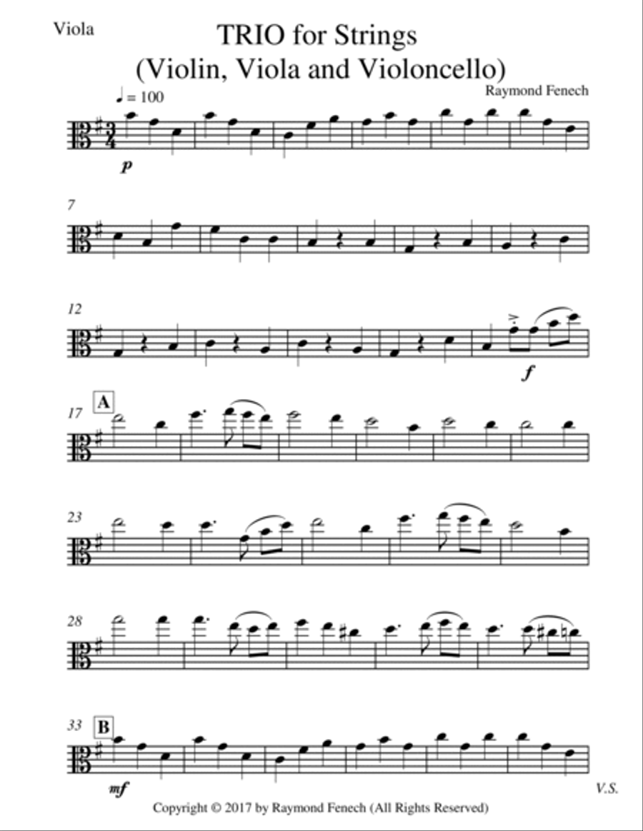 Trio for 3 Strings (Violin, Viola & Cello) - Easy/Beginner String Trio scores gallery preview page 4