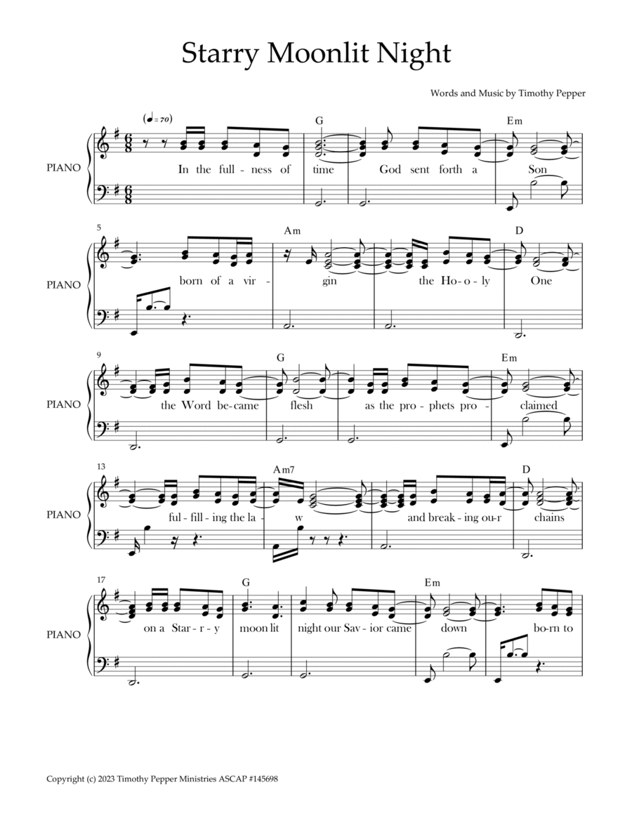 Starry Moonlit Night Starry Moonlit Night Piano Solo scores gallery preview page 1
