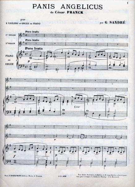 Franck Panis Angelicus No 21 2 Violins & Organ Or Piano Book