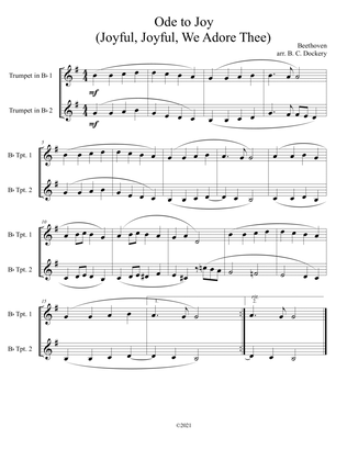 Ode to Joy (Joyful, Joyful, We Adore Thee) for trumpet duet