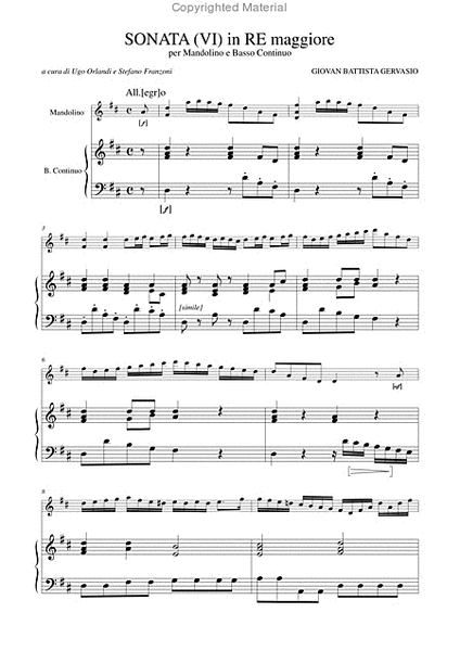 Sonata (VI) in D Major for Mandolin and Continuo