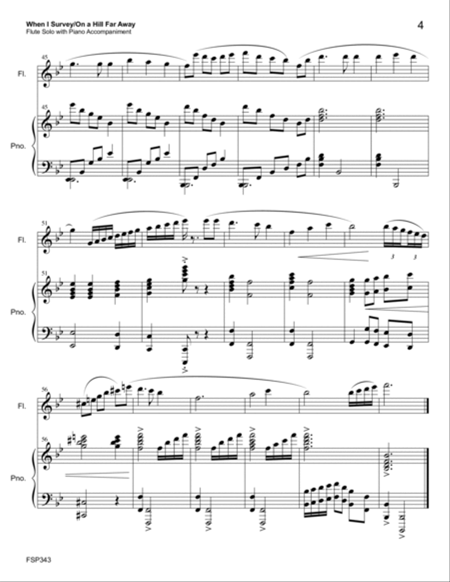 WHEN I SURVEY THE WONDROUS CROSS/ON A HILL FAR AWAY - FLUTE SOLO with Piano (Grade 3) Flute Solo scores gallery preview page 4