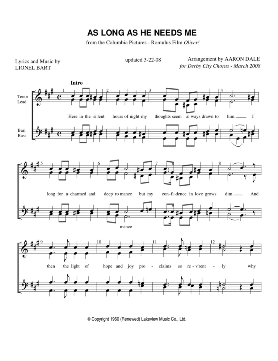 As Long As He Needs Me SSAA scores gallery preview page 1