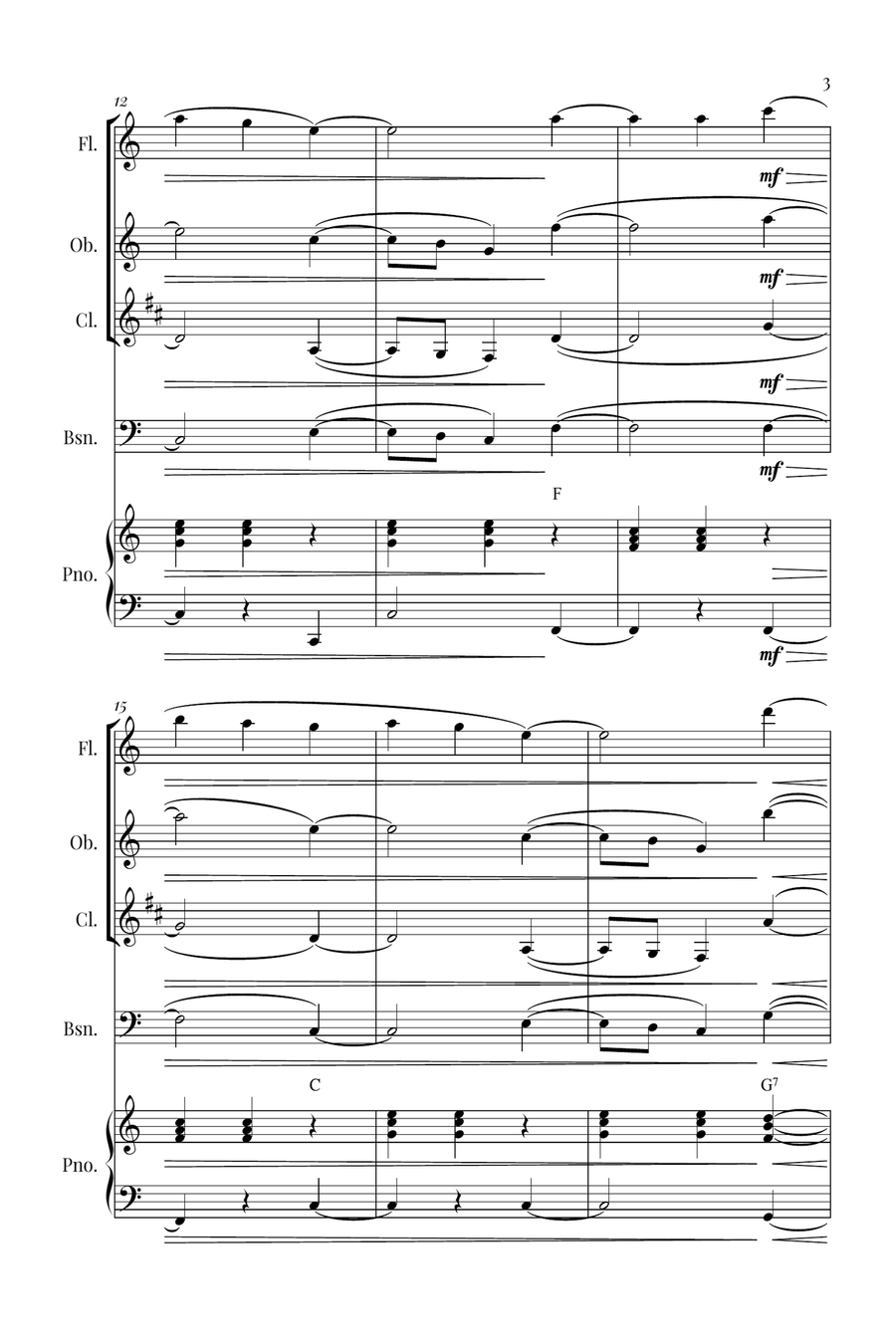 Silent Night Woodwind Quartet scores gallery preview page 3