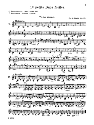 Beriot: Twelve Short Easy Duets, Op. 87
