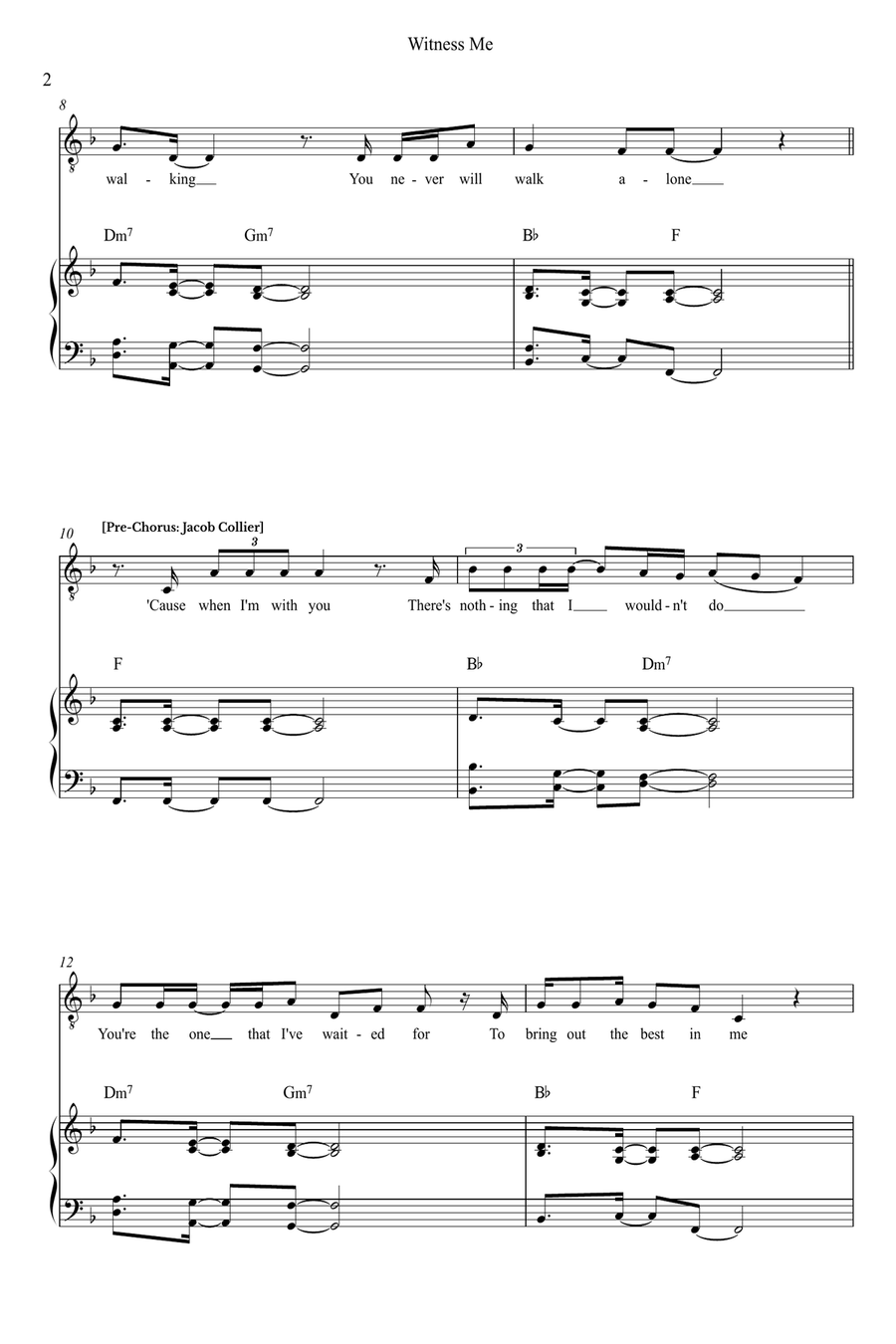 Witness Me Piano, Vocal scores gallery preview page 2