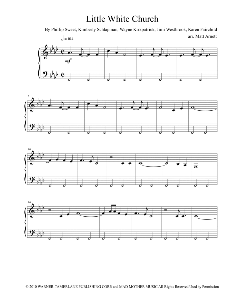 Little White Church Easy Piano scores gallery preview page 1