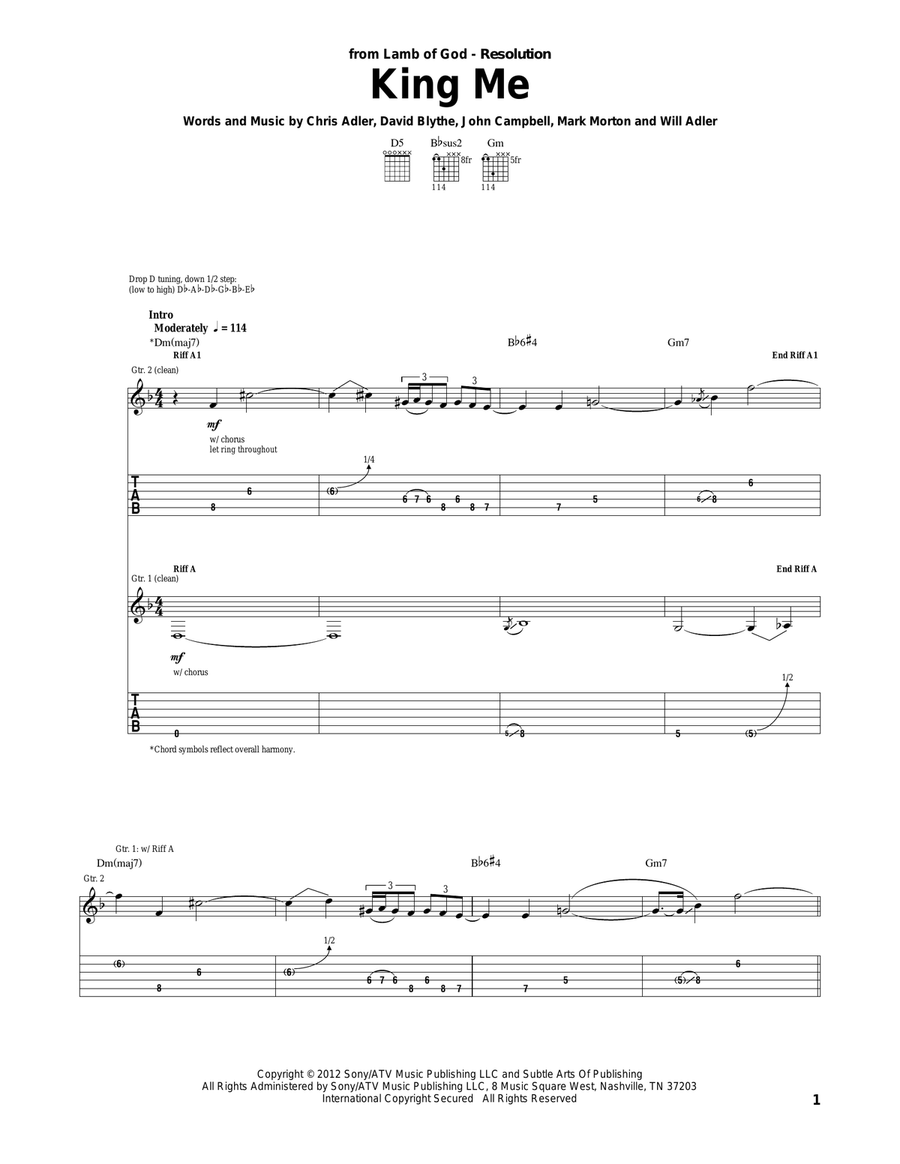 King Me Acoustic Guitar scores gallery preview page 1