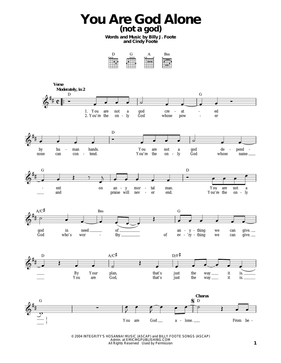 You Are God Alone (Not A God) Easy Guitar scores gallery preview page 1