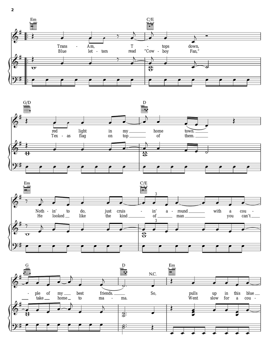 Texas Plates Piano, Vocal, Guitar scores gallery preview page 2