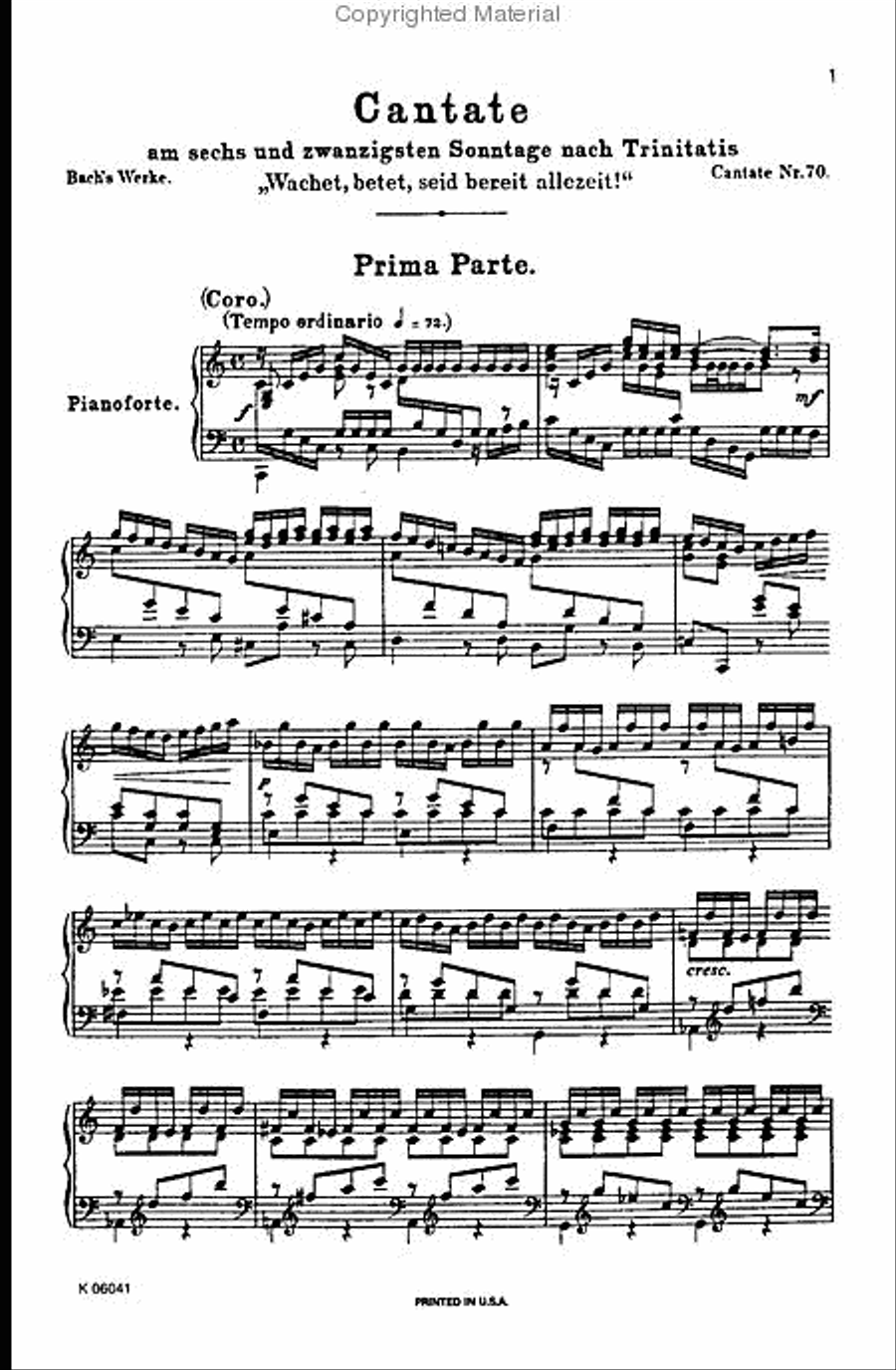 Cantata No. 70 -- Wachet, betet, seid bereit 4-Part scores gallery preview page 2