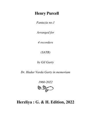 Fantazia no. 1 (arrangement for 4 recorders (SATB))