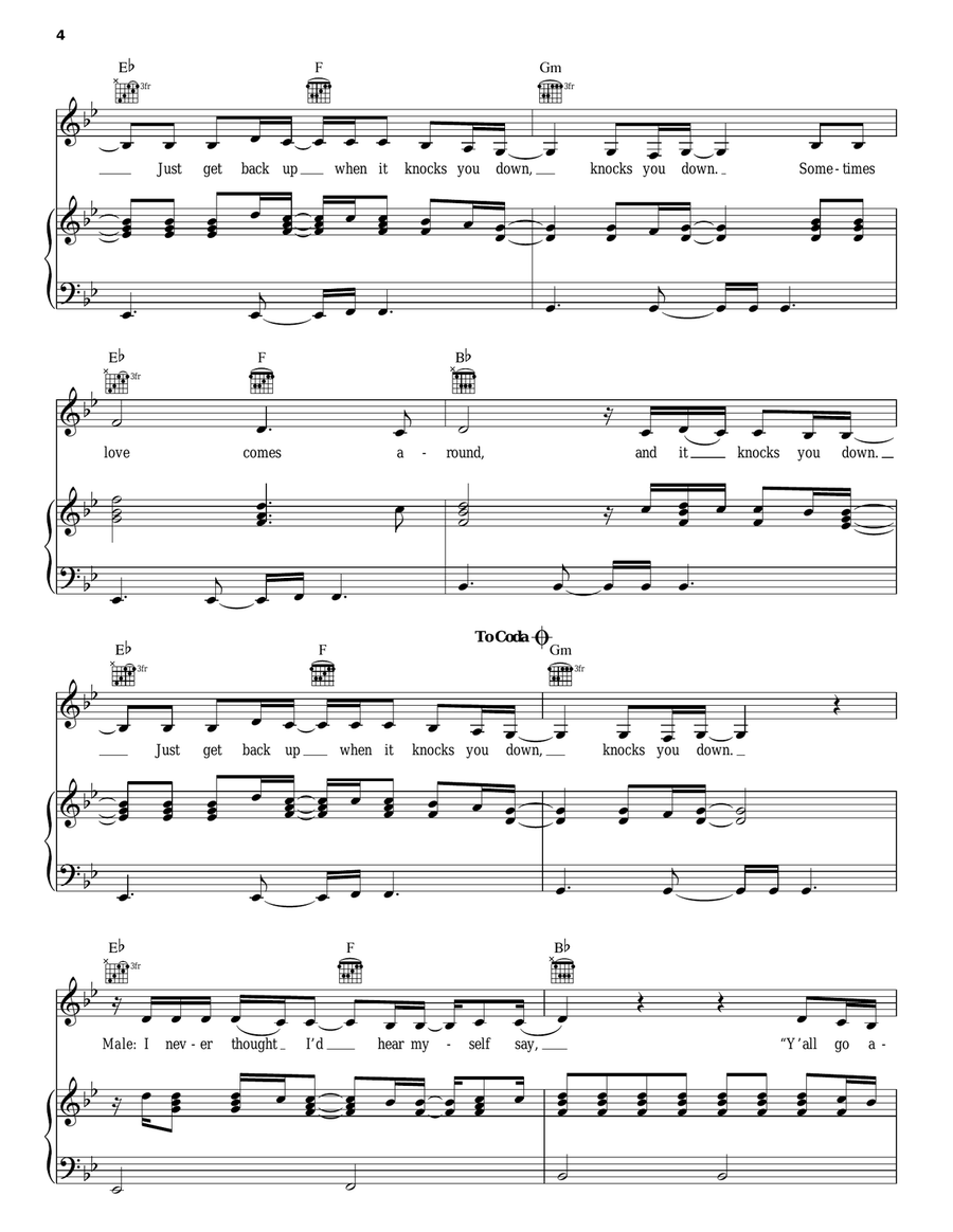 Knock You Down Piano, Vocal, Guitar scores gallery preview page 4