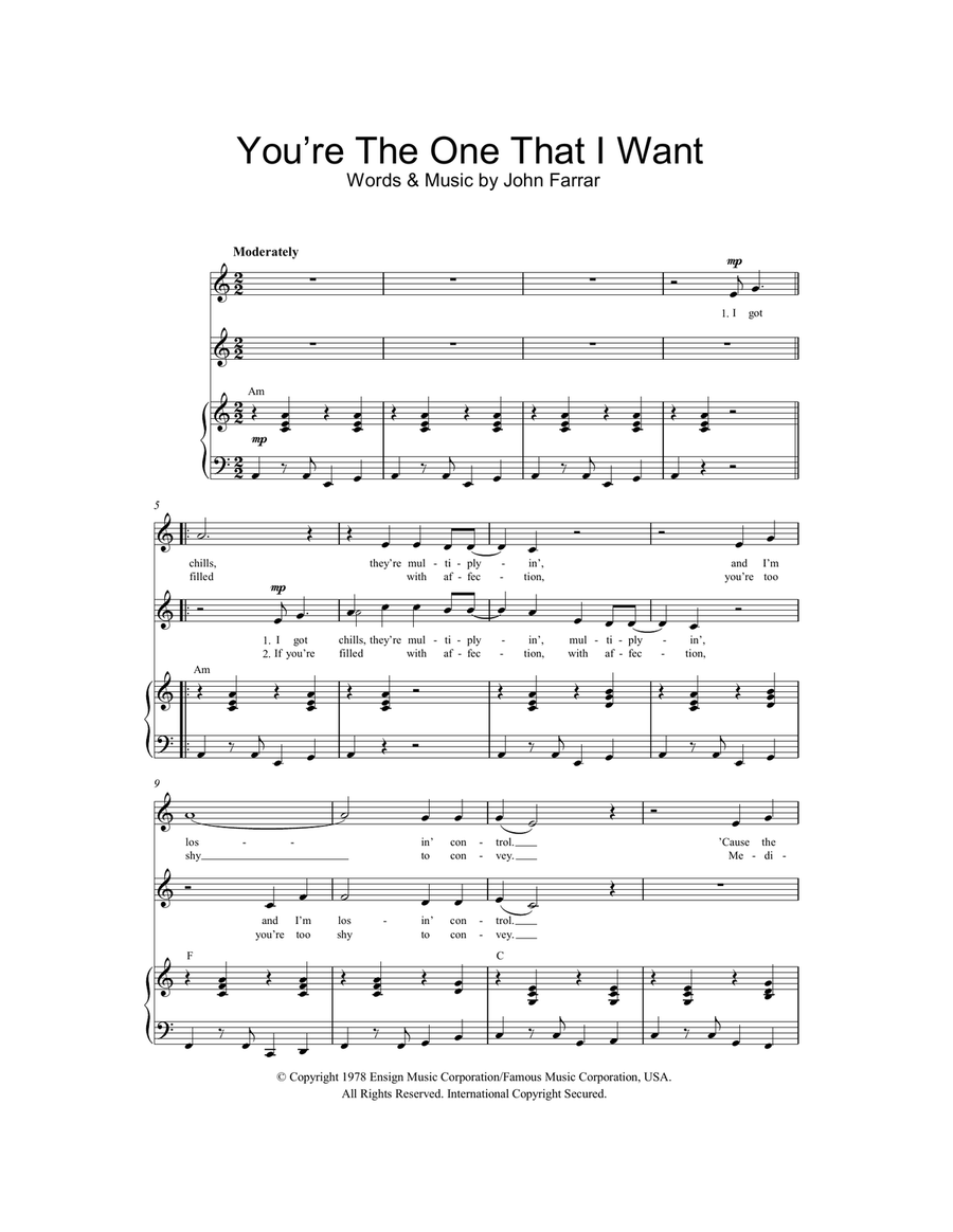 You're The One That I Want 2-Part scores gallery preview page 1