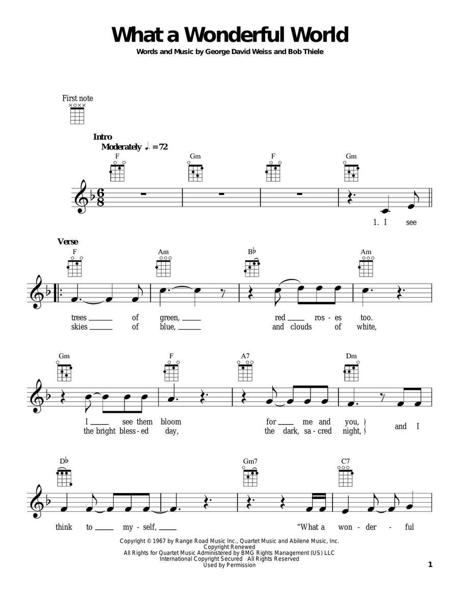 What A Wonderful World Ukulele scores gallery preview page 1